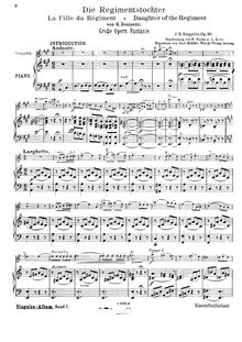 Partition Piano et violon Score, Fantaisie sur des motifs de l opéra  La Fille du Regiment , Op.30