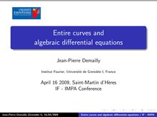 Entire curves and algebraic differential equations