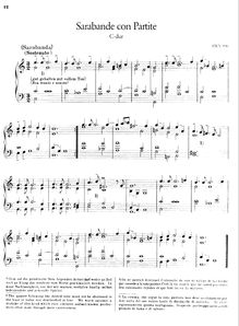 Partition complète, Sarabande con partite, C major, Bach, Johann Sebastian par Johann Sebastian Bach