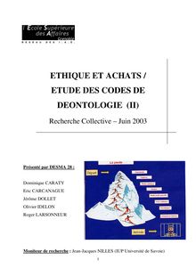 ETHIQUE ET ACHATS / ETUDE DES CODES DE DEONTOLOGIE (II)