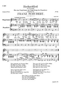 Partition voix + partition de piano, Hochzeitslied, D.463, Wedding Song