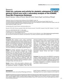 Case mix, outcome and activity for obstetric admissions to adult, general critical care units: a secondary analysis of the ICNARC Case Mix Programme Database