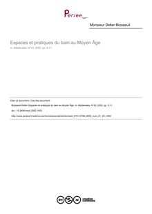 Espaces et pratiques du bain au Moyen Âge - article ; n°43 ; vol.21, pg 5-11