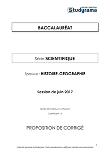 Corrigé Bac S 2017 - Histoire géographie