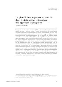 La pluralité des rapports au marché dans les très petites entreprises : une approche typologique - article ; n°1 ; vol.407, pg 51-71