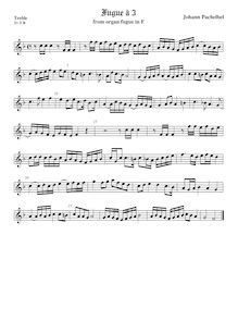 Partition viole de gambe aigue, Fugue en F major, F major, Pachelbel, Johann