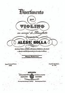 Partition de violon, partition de piano, Divertimento pour violon et orchestre, BI 295