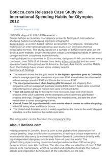 Boticca.com Releases Case Study on International Spending Habits for Olympics 2012