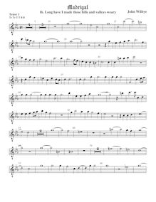 Partition ténor viole de gambe 1, octave aigu clef, madrigaux - Set 2 par John Wilbye