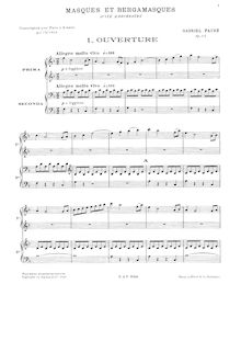 Partition , Transcription pour piano 4 mains by pour compositeur, Masques et Bergamasques