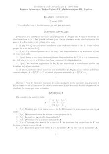 Université Claude Bernard Lyon Licence Sciences et Technologies UE Mathématiques III Algèbre