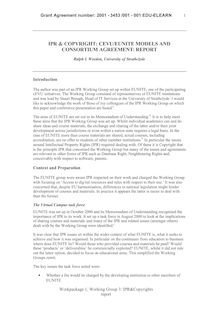 IPR & COPYRIGHT: CEVU/EUNITE MODELS AND CONSORTIUM AGREEMENT: REPORT
