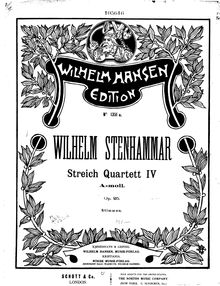 Partition violon 1, corde quatuor No.4, Op.25, Stenhammar, Wilhelm