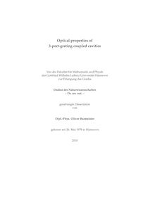 Optical properties of 3-port-grating coupled cavities [Elektronische Ressource] / Oliver Burmeister