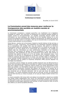 La Commission prend des mesures pour renforcer la transparence des sociétés en matière sociale et environnementale