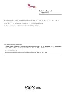 Évolution d une zone d habitat rural du Ier s. av. J.-C. au IIIe s. ap. J.-C. : Chassieu-Genas L Épine (Rhône) - article ; n°1 ; vol.32, pg 197-244