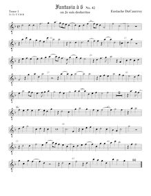 Partition ténor viole de gambe 1, octave aigu clef, Fantasia a 6, No.42