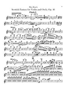 Partition flûte 1, 2, Schottische Fantasie, Fantasie für die Violine mit Orchester und Harfe unter freier Benutzung schottischer Volksmelodien