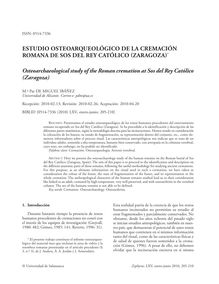 Estudio osteoarqueológico de la cremación romana de Sos del Rey Católico (Zaragoza)