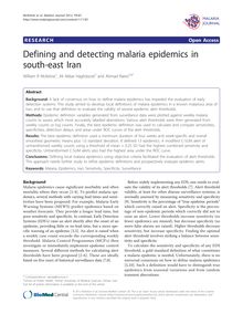 Defining and detecting malaria epidemics in south-east Iran