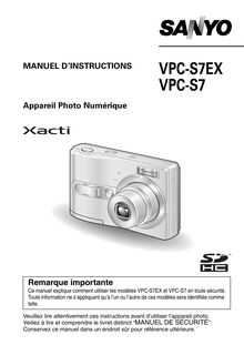 Notice Appareil Photo numériques Sanyo  VPC-S7