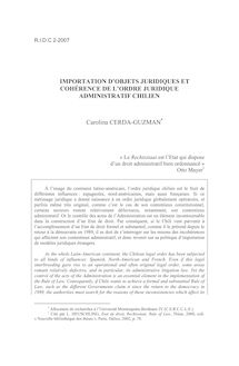 Importation d’objets juridiques et cohérence de l’ordre juridique administratif chilien - article ; n°2 ; vol.59, pg 307-332