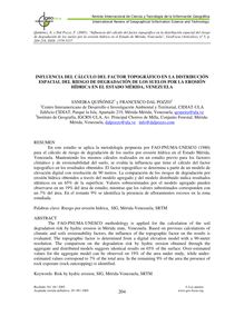 Influencia del cálculo del factor topográfico en la distribución espacial del riesgo de degradación de los suelos por la erosión hídrica en el estado Mérida, Venezuela