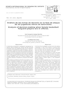 Análisis de las tomas de decisión en la fase de ataque de las jugadoras aleros de baloncesto (Analysis of decision-making when female basketball forward players in offense)