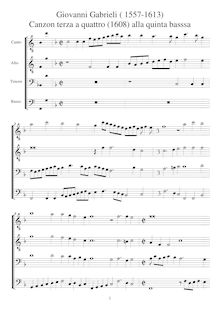 Partition complète alla quinta bassa (a fifth down), Canzoni per sonare con ogni sorte di stromenti