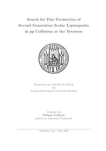 Search for pair production of second generation scalar leptoquarks in pp̄ collisions at the Tevatron [Elektronische Ressource] / vorgelegt von Philippe Calfayan