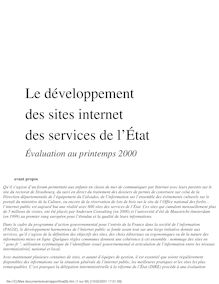 Le Développement des sites internet des services de l'Etat : évaluation au printemps 2000