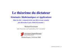 Le théorème du dictateur Séminaire Mathématiques et Applications