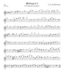 Partition ténor viole de gambe 1, octave aigu clef, Madrigali a Quattro Voci