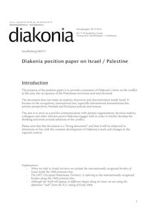 Diakonia position paper on Israel / Palestine