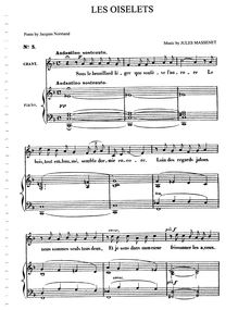 Partition complète (F Major: medium voix et piano), Les oiselets