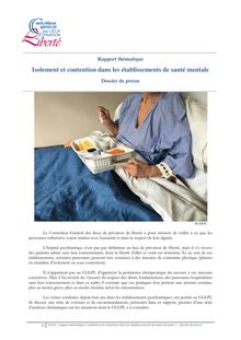 Rapport du Contrôleur général des lieux de privation de liberté (CGLPL) sur les pratiques dans hôpitaux psychiatriques