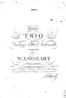 Partition viole de gambe, Divertimento, Trio, E♭ major, Mozart, Wolfgang Amadeus