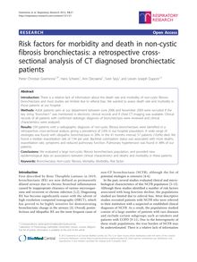 Risk factors for morbidity and death in non-cystic fibrosis bronchiectasis: a retrospective cross-sectional analysis of CT diagnosed bronchiectatic patients