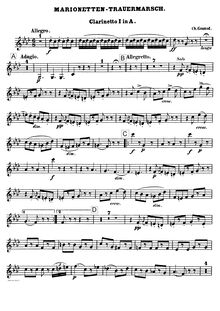 Partition clarinettes 1,2 (Transposed - en A), Marche Funèbre d une Marionnette