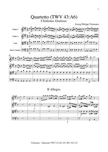 Partition complète (without clavecin), Quartetto en A major, TWV 43:A6