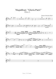 Partition hautbois 1, Magnificat, D major, Bach, Johann Sebastian par Johann Sebastian Bach