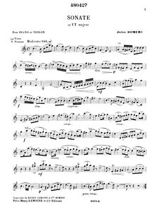 Partition Sonata 1 partition de violon, 6 sonates pour Piano et violon