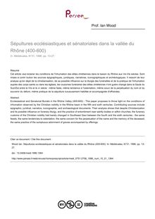 Sépultures ecclésiastiques et sénatoriales dans la vallée du Rhône (400-600) - article ; n°31 ; vol.15, pg 13-27