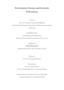Environment, energy, and economic performance [Elektronische Ressource] / vorgelegt von Ulrich Oberndorfer
