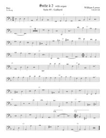Partition viole de basse, basse clef,  No.5 pour 2 violes de gambe et orgue