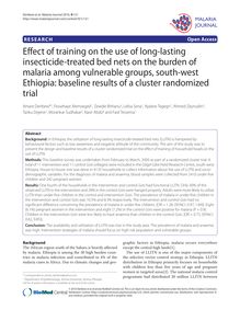 Effect of training on the use of long-lasting insecticide-treated bed nets on the burden of malaria among vulnerable groups, south-west Ethiopia: baseline results of a cluster randomized trial