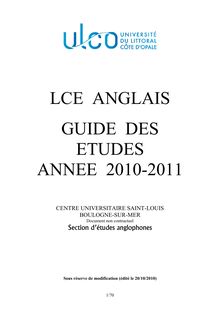 Guide des études LCE Anglais à Boulogne-sur-Mer