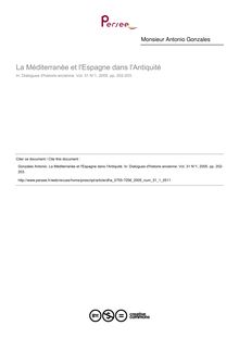 La Méditerranée et l Espagne dans l Antiquité  ; n°1 ; vol.31, pg 202-203
