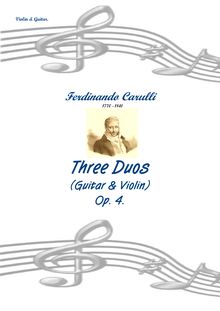 Partition complète, 3 Duos pour violon & guitare, Op.4, Carulli, Ferdinando