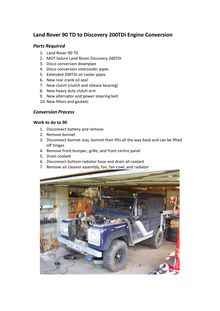 Land Rover 90 TD to Discovery 200TDi Engine Conversion